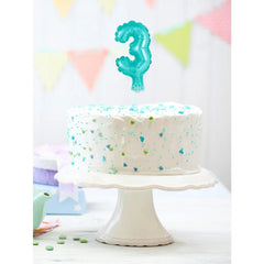 Balon foliowy na patyczku, CYFRA 3, błękitna