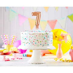 Balon foliowy na patyczku, CYFRA 7, różowo-złota