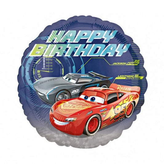 Balon foliowy na urodziny 18 cali, Cars - Happy Birthday