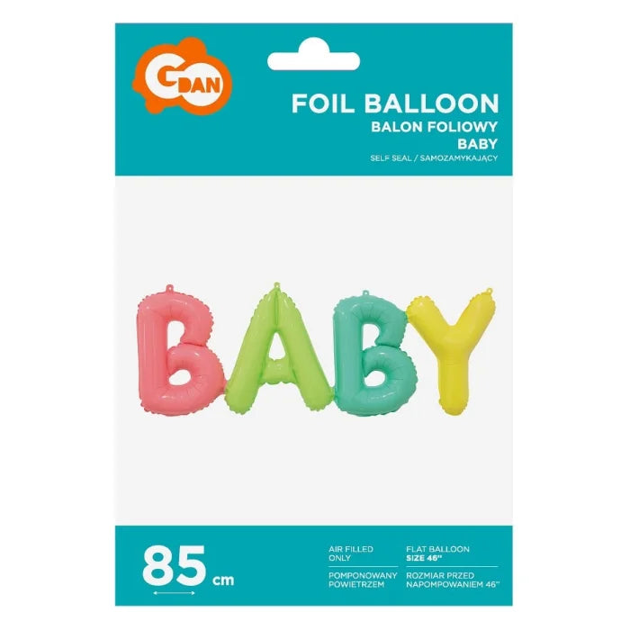 Balon foliowy napis BABY, 85x29 cm