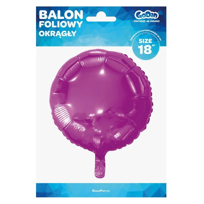 Balon foliowy OKRĄGŁY, ciemnoróżowy, 18 cali