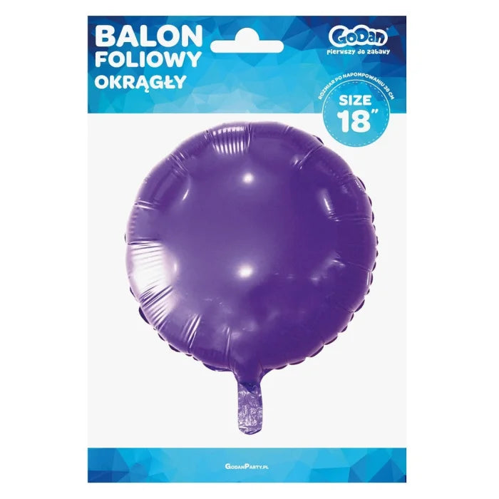 Balon foliowy OKRĄGŁY, fioletowy, 18 cali