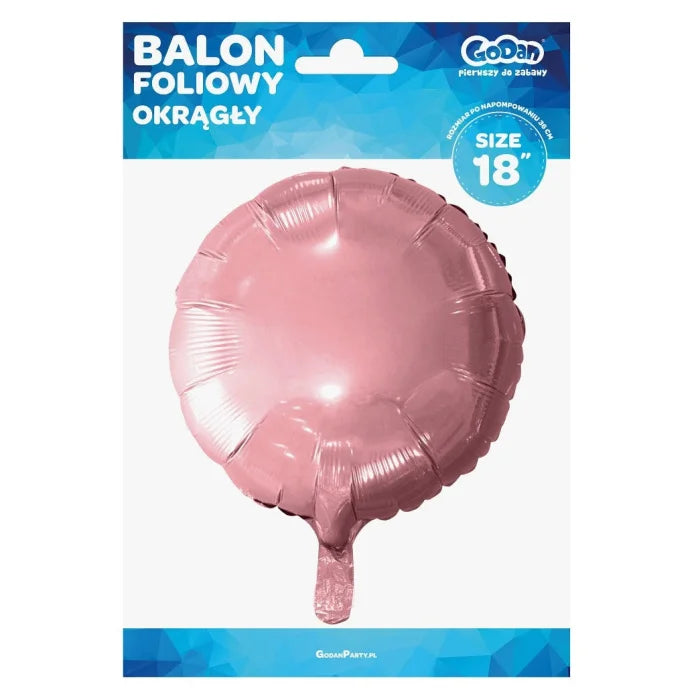 Balon foliowy OKRĄGŁY, jasnoróżowy, 18 cali