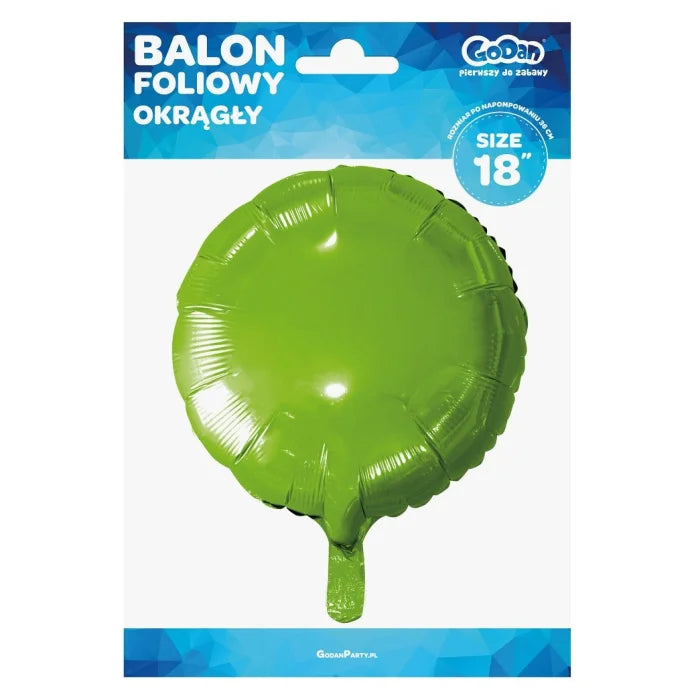 Balon foliowy OKRĄGŁY, jasnozielony, 18 cali