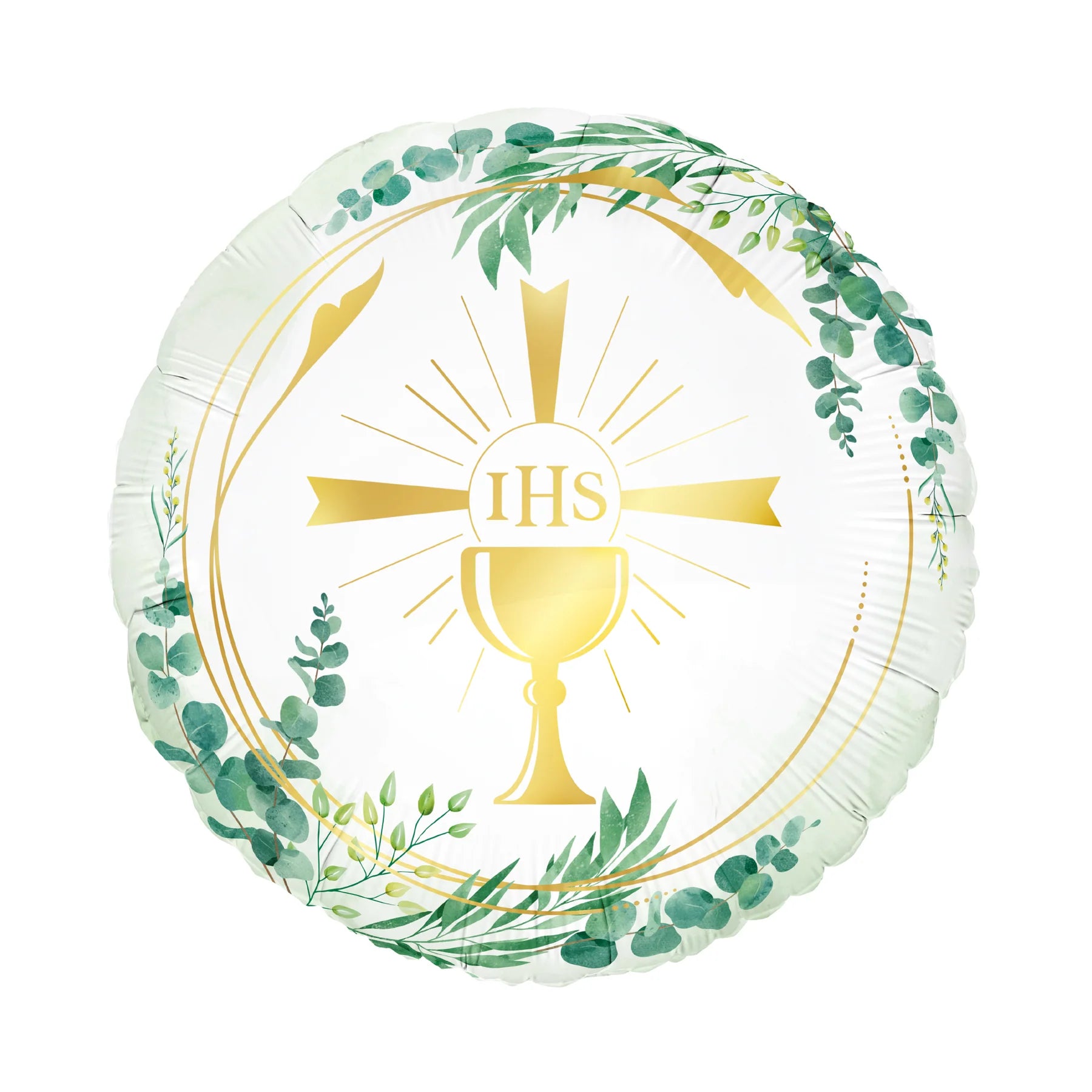 Balon foliowy okrągły Kielich IHS 45 cm – Pierwsza Komunia Święta