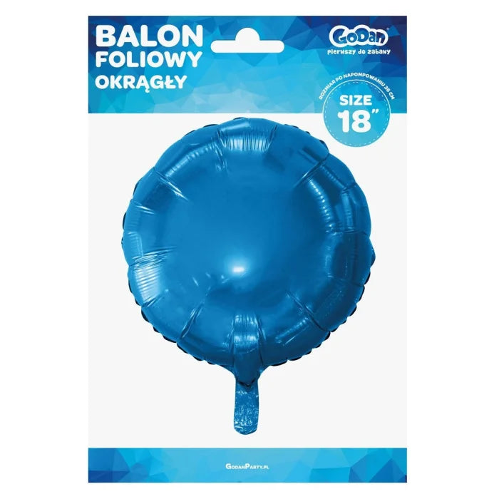 Balon foliowy OKRĄGŁY, niebieski, 18 cali