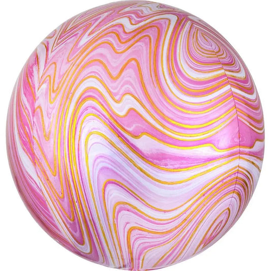 Balon foliowy ORBZ Marblez – kula różowa 38x40 cm