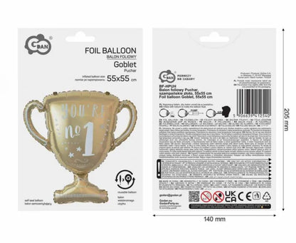 Balon foliowy Puchar – szampańskie złoto 55 × 55 cm - Balloons