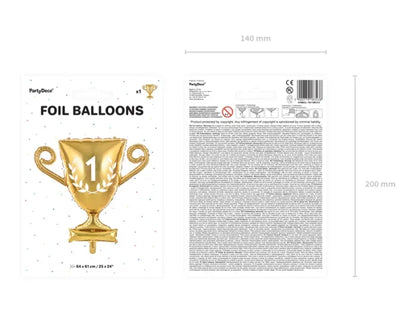 Balon foliowy Puchar – złoty metalizowany 64 × 61 cm - Balloons