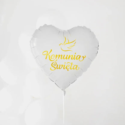 Balon foliowy serce „Komunia Święta” biało-złoty – 45 cm - Balloons