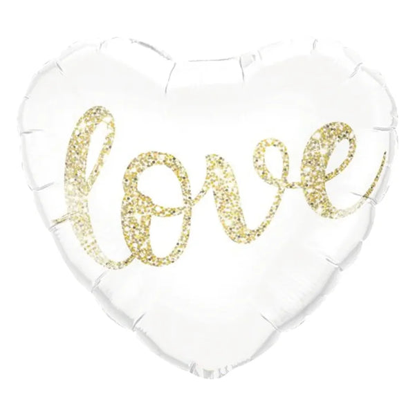 Balon foliowy serce „Love” biały – 18 cali (45 cm) - Balloons