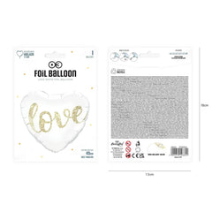 Balon foliowy serce „Love” biały – 18 cali (45 cm) - Balloons