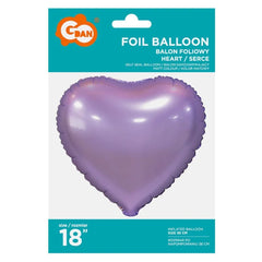 Balon foliowy SERCE, matowe, liliowe, 18 cali