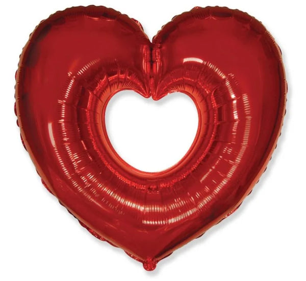 Balon foliowy serce otwarte – czerwone 74 x 84 cm - Balloons