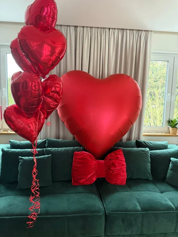 Zestaw 22 czerwonych balonów walentynkowych serc + hel + wstążka+ ciężarek - Balloons