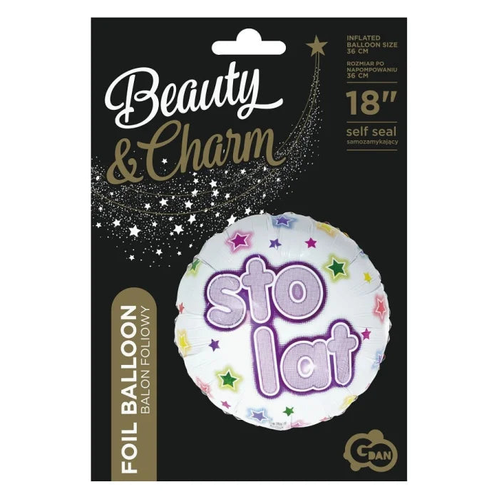 Balon foliowy STO LAT, Beauty&Charm, 18 cali