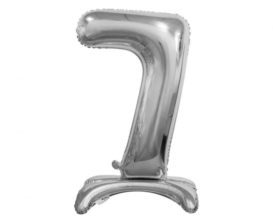Balon foliowy stojący cyfra 7 srebrny – 74 cm Beauty&Charm