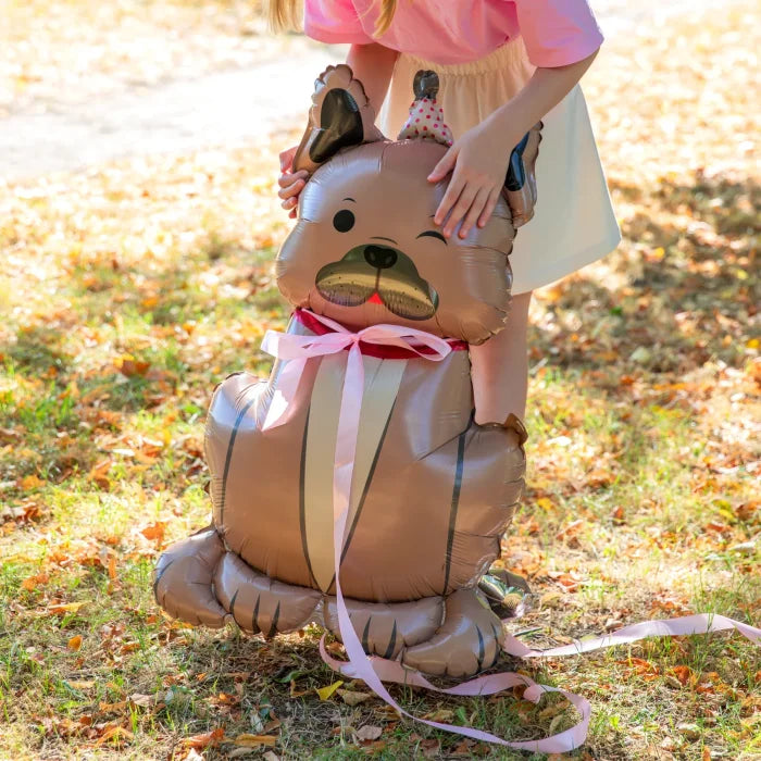 Balon foliowy stojący Pies Buldog z czapeczką 60 × 98 cm – zabawna dekoracja na urodziny i imprezy dziecięce - Balloons