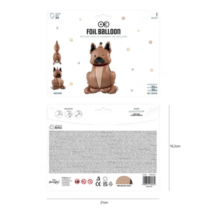 Balon foliowy stojący Pies Buldog z czapeczką 60 × 98 cm – zabawna dekoracja na urodziny i imprezy dziecięce - Balloons