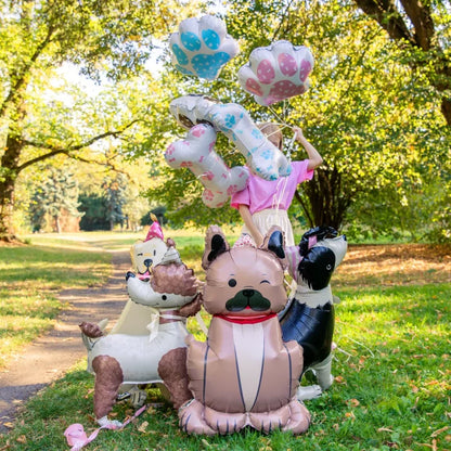 Balon foliowy stojący Pies Buldog z czapeczką 60 × 98 cm – zabawna dekoracja na urodziny i imprezy dziecięce - Balloons