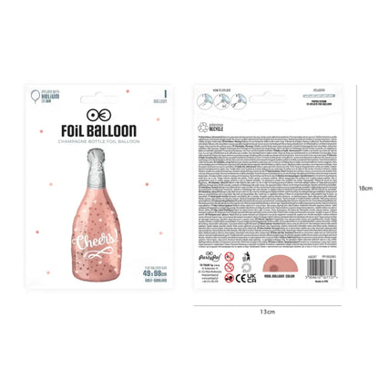 Balon foliowy Szampan Cheers – różowy Prosecco 49 × 98 cm