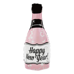 Balon foliowy Szampan Happy New Year różowy 49x100cm