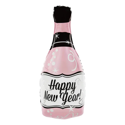 Balon foliowy Szampan Happy New Year różowy 49x100cm