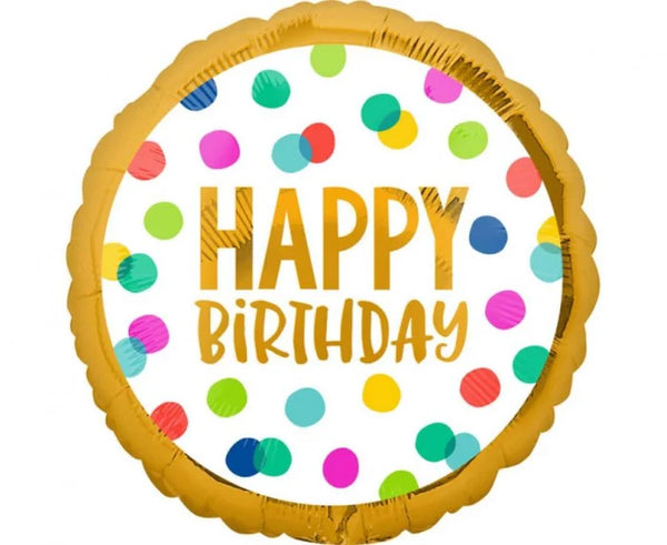 Balon Foliowy Urodzinowy w Kolorowe Kropki – 18”