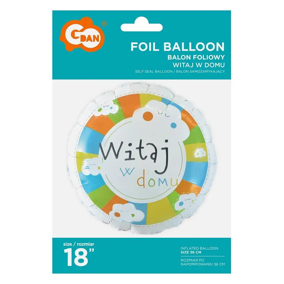 Balon foliowy Witaj w domu, 18 cali