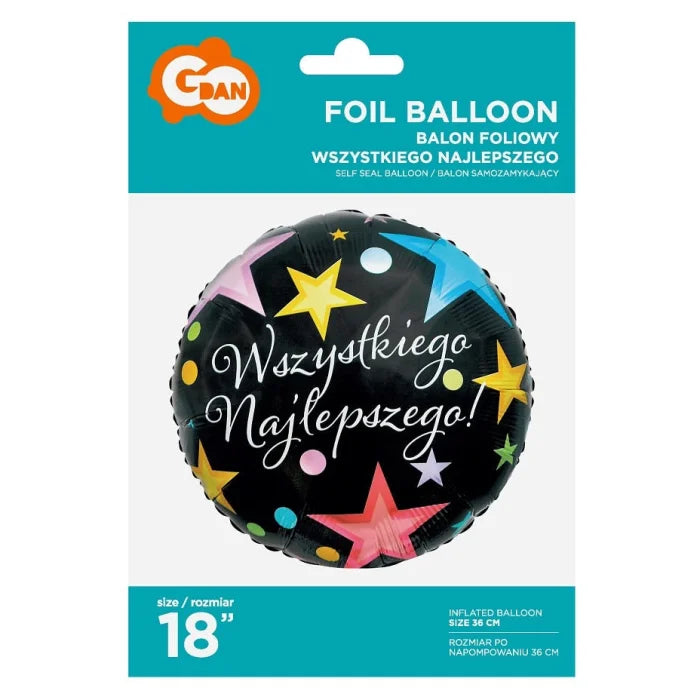 Balon foliowy Wszystkiego Najlepszego, 18 cali