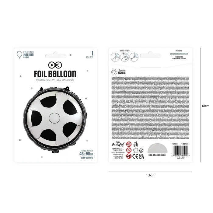 Balon foliowy Wyścigi Samochodowe – Koło 45 × 50 cm - Balloons