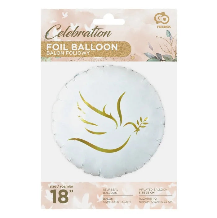 Balon Foliowy "Złoty Gołąbek", 46 cm 18 cali , 1 szt.