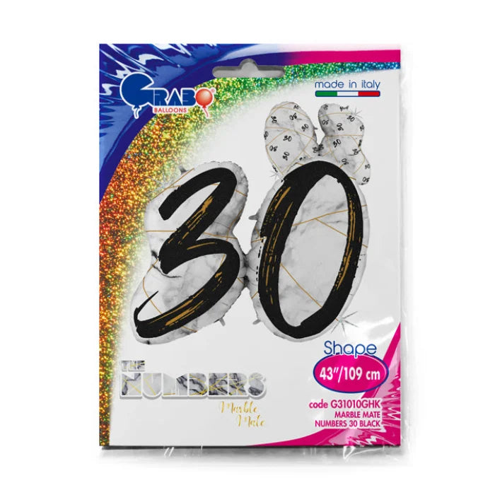 Balon Grabo 43" Marble Mate Numbers 30 Black