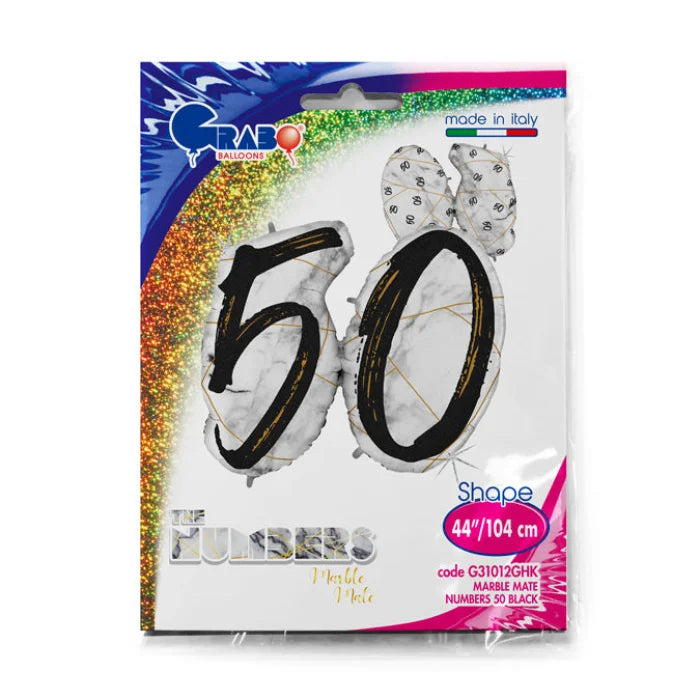 Balon Grabo 44" Marble Mate Numbers 50 Black-Glitetr Ho