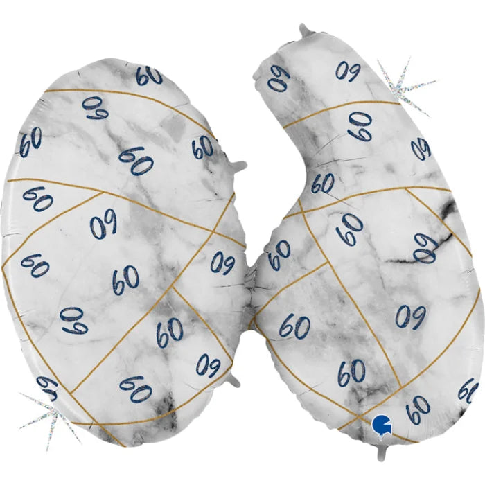 Balon Grabo 44" Marble Mate Numbers 60 Blue-Glitetr Hol.