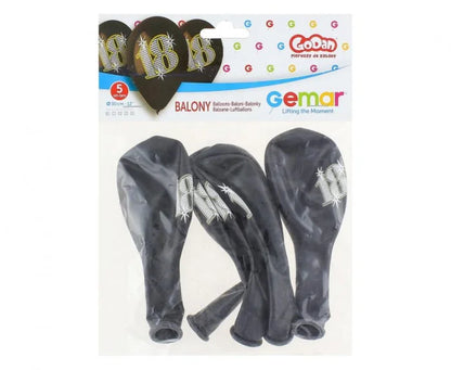 Balony ’18’’ Czarne 12” (30 cm) 5 sztuk – Gemar