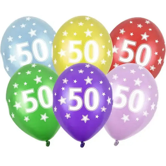 Balony 30cm, 50th Birthday, Metallic Mix