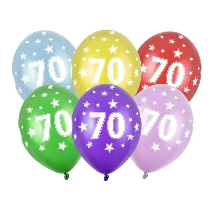 Balony 30cm, 70th Birthday, Metallic Mix