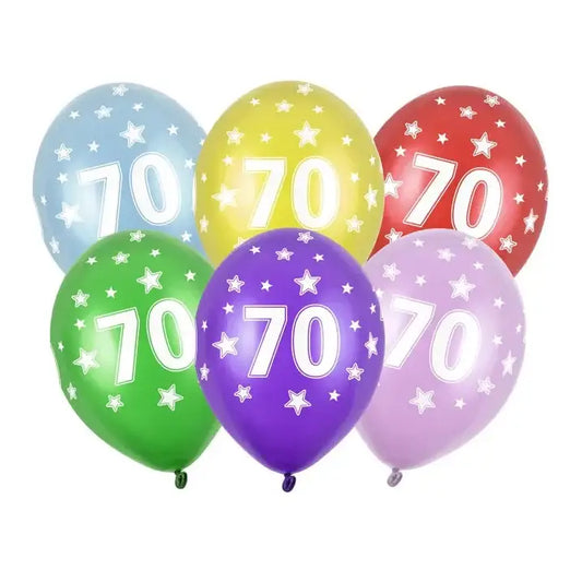 Balony 30cm, 70th Birthday, Metallic Mix