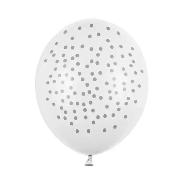 Balony 30cm, Kropki, Pastel Pure White