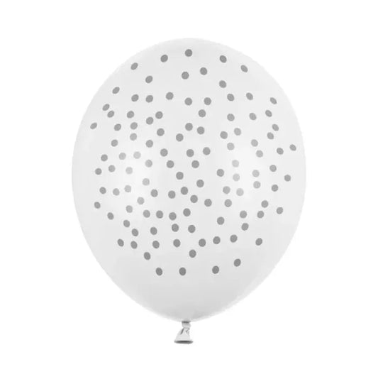 Balony 30cm, Kropki, Pastel Pure White