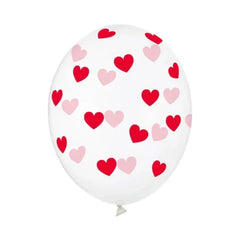 Balony 30cm, Serduszka, Crystal Clear