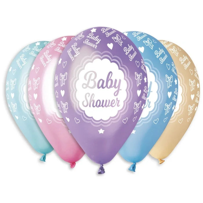 Balony Baby Shower, metaliczne, 12 cali 30 cm , 5 szt.