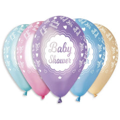 Balony Baby Shower, metaliczne, 12 cali 30 cm , 5 szt.