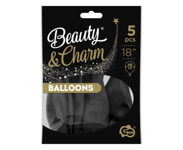 Balony Beauty & Charm pastelowe czarne – 46 cm 5 szt. Godan S.A. - Balloons