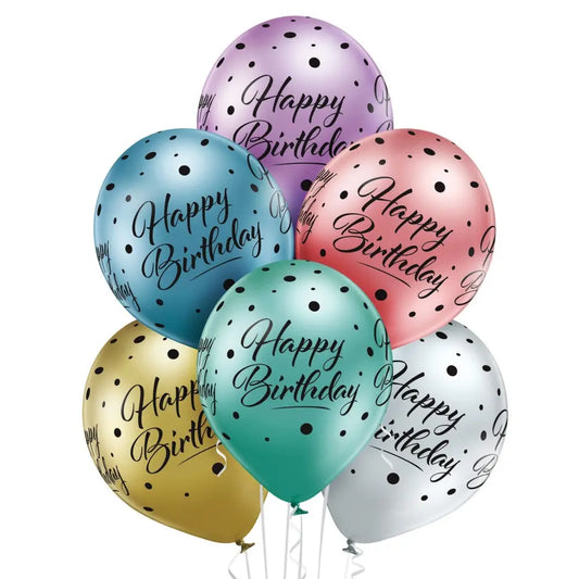 Balony Belbal D11, 30 cm Happy Birthday Glossy