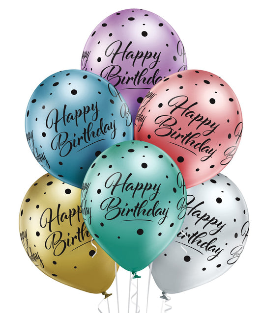 Balony Belbal D11, 30 cm Happy Birthday Glossy