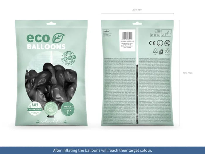 Balony Eco 30 cm Metalizowane – Czarny 100 szt.
