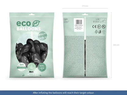 Balony Eco 30 cm Metalizowane – Czarny 100 szt.