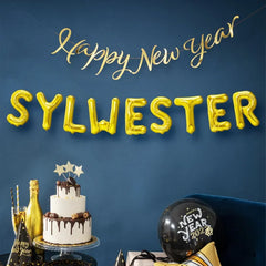 Balony foliowe napis „SYLWESTER” – złote 40 cm 9 liter - Balloons